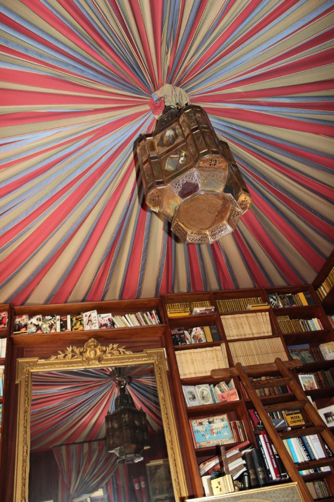 Close-up of draped ceiling with lantern